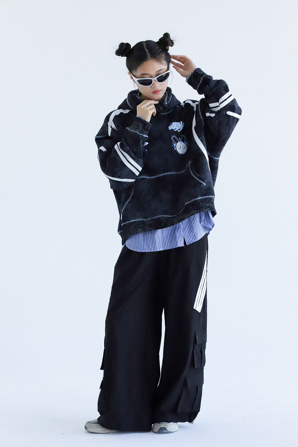 Y2K - Washed Oversized Fleeced Cotton Hoodie Beepz