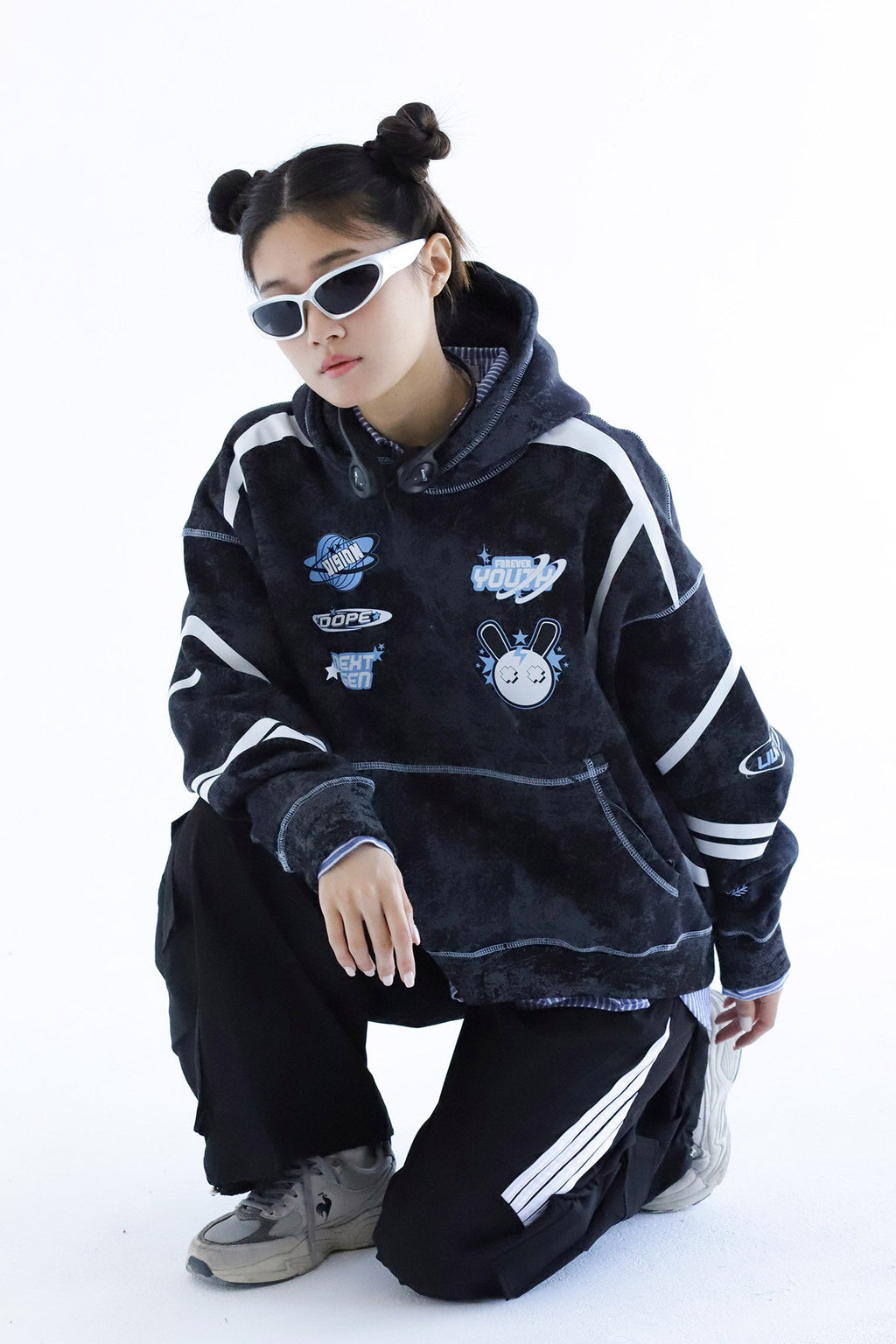 Y2K - Washed Oversized Fleeced Cotton Hoodie Beepz