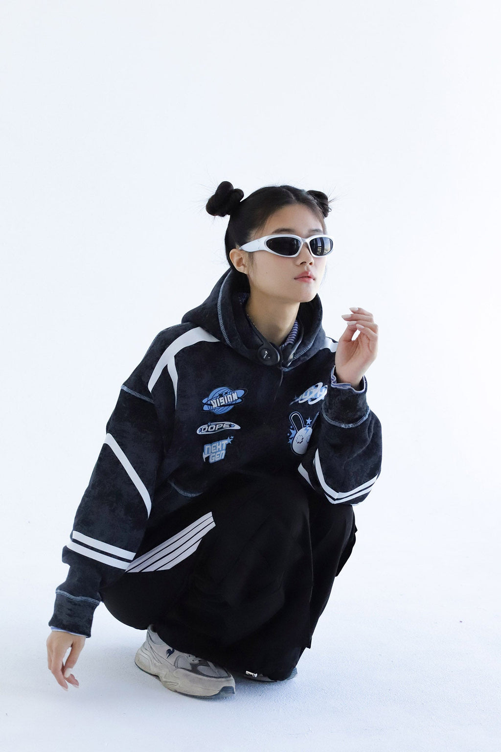 Y2K - Washed Oversized Fleeced Cotton Hoodie Beepz