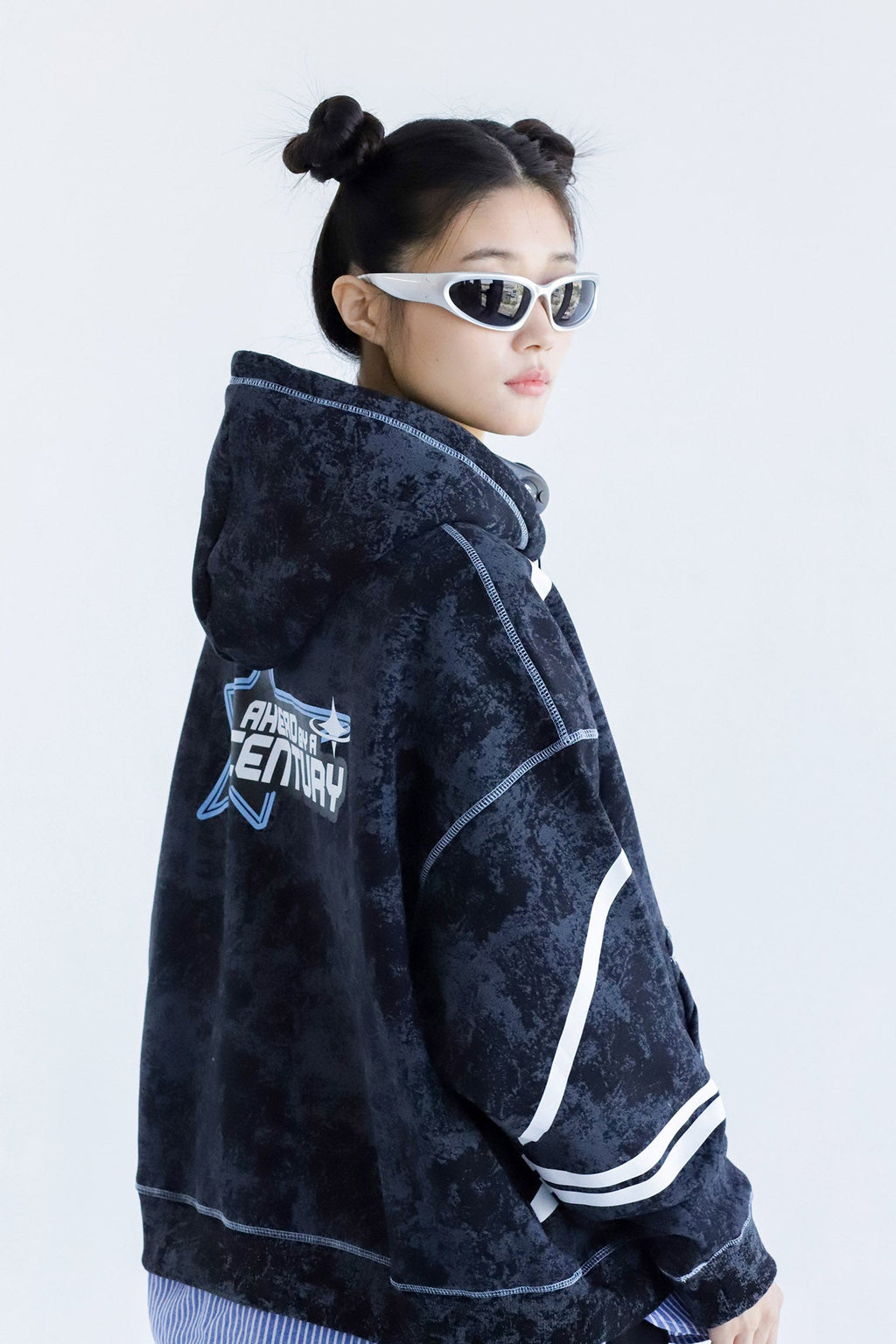 Y2K - Washed Oversized Fleeced Cotton Hoodie Beepz
