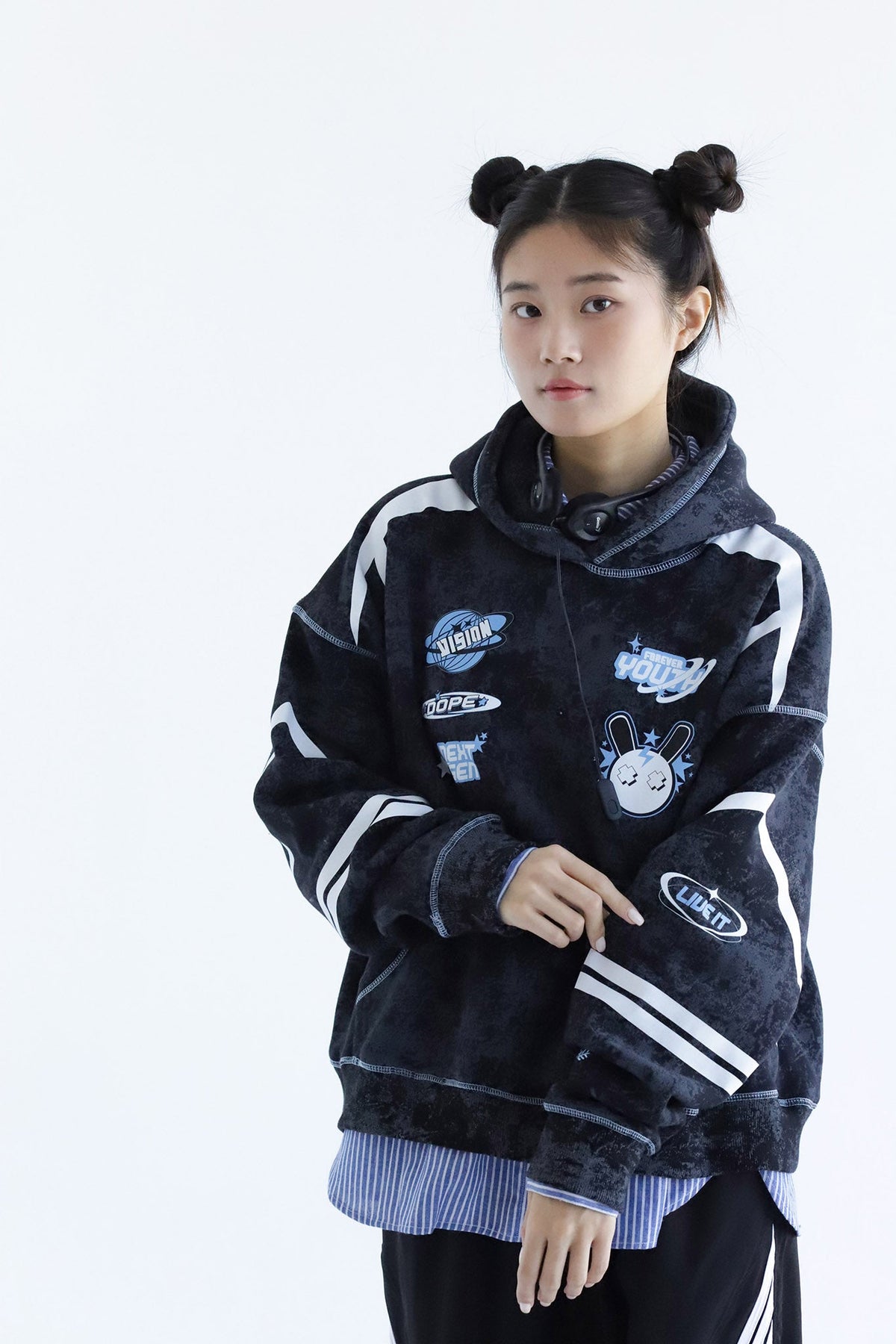 Y2K - Washed Oversized Fleeced Cotton Hoodie Beepz