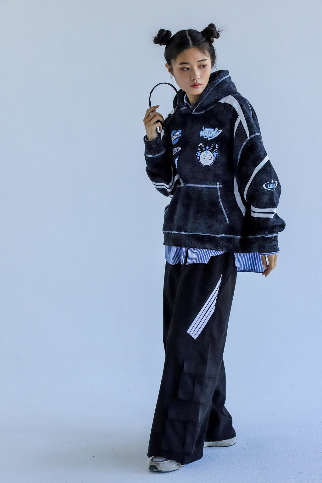 Y2K - Washed Oversized Fleeced Cotton Hoodie Beepz