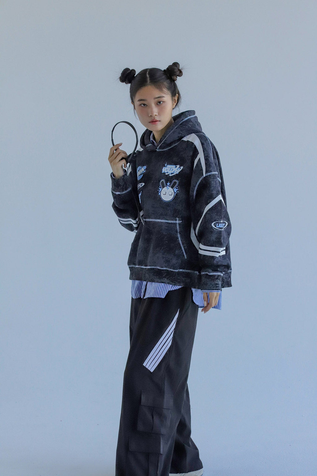 Y2K - Washed Oversized Fleeced Cotton Hoodie Beepz