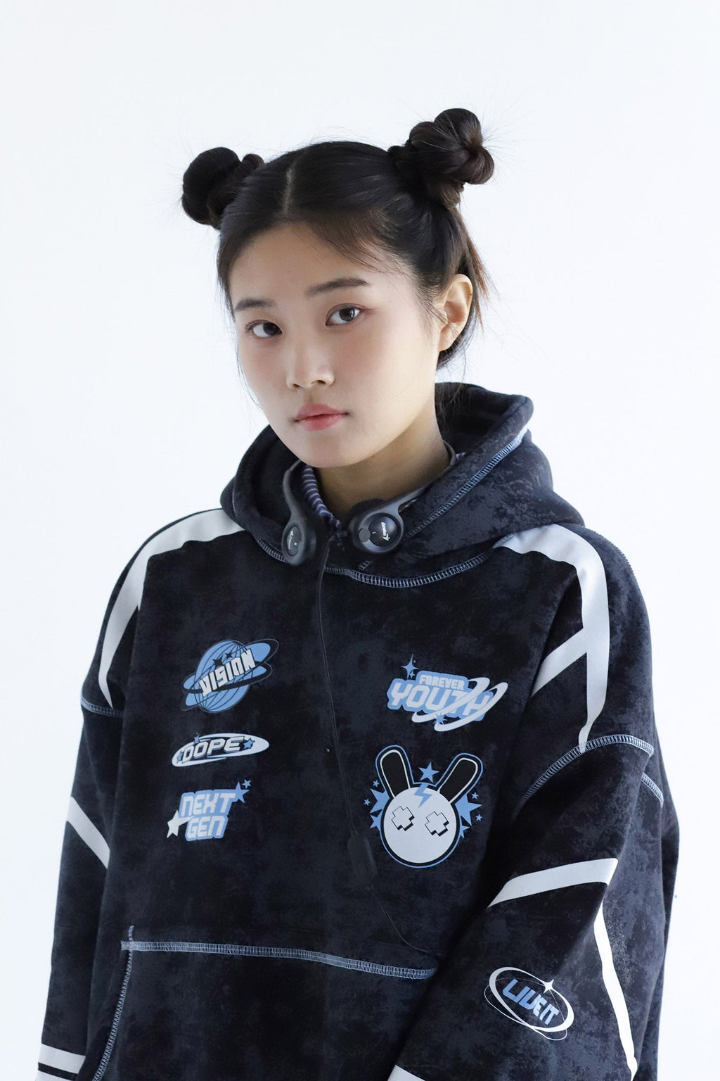 Y2K - Washed Oversized Fleeced Cotton Hoodie Beepz
