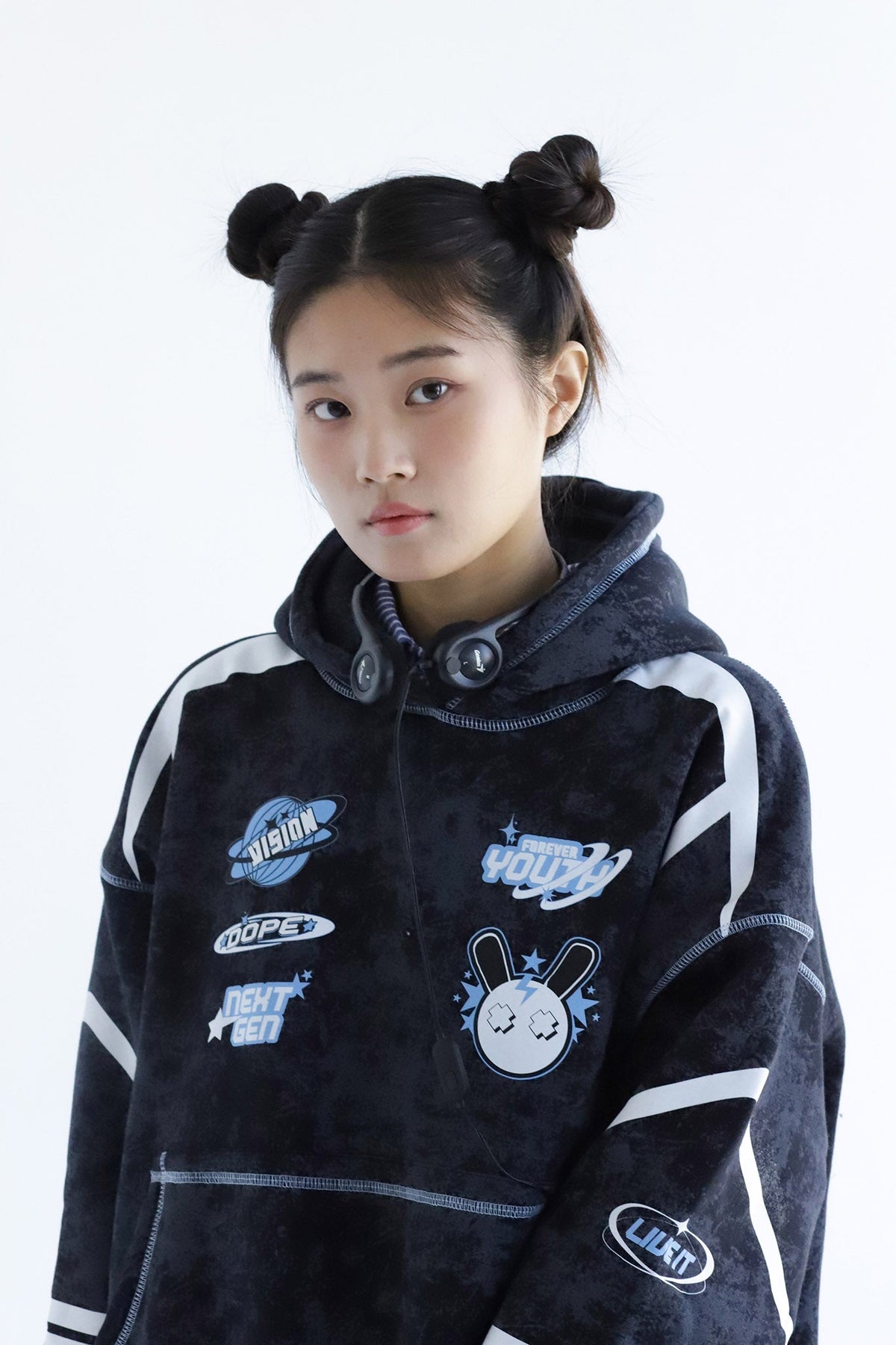 Y2K - Washed Oversized Fleeced Cotton Hoodie Beepz