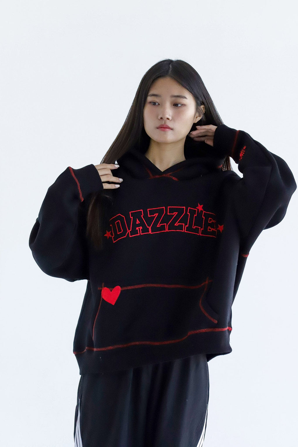 Dazzle Girl in Black (special Edition)Oversized Fleeced Cotton Hoodie Beepz