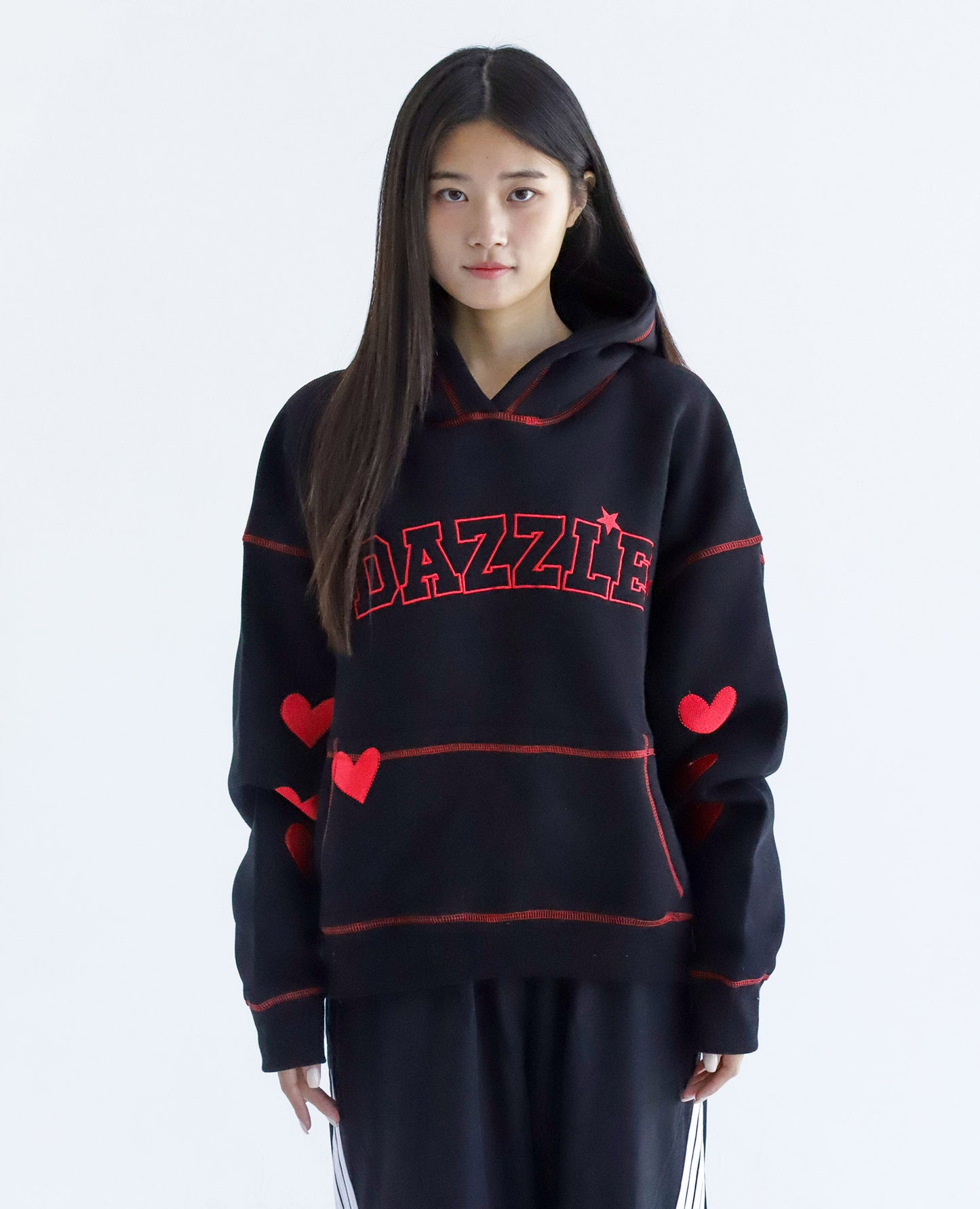 Dazzle Girl in Black (special Edition)Oversized Fleeced Cotton Hoodie