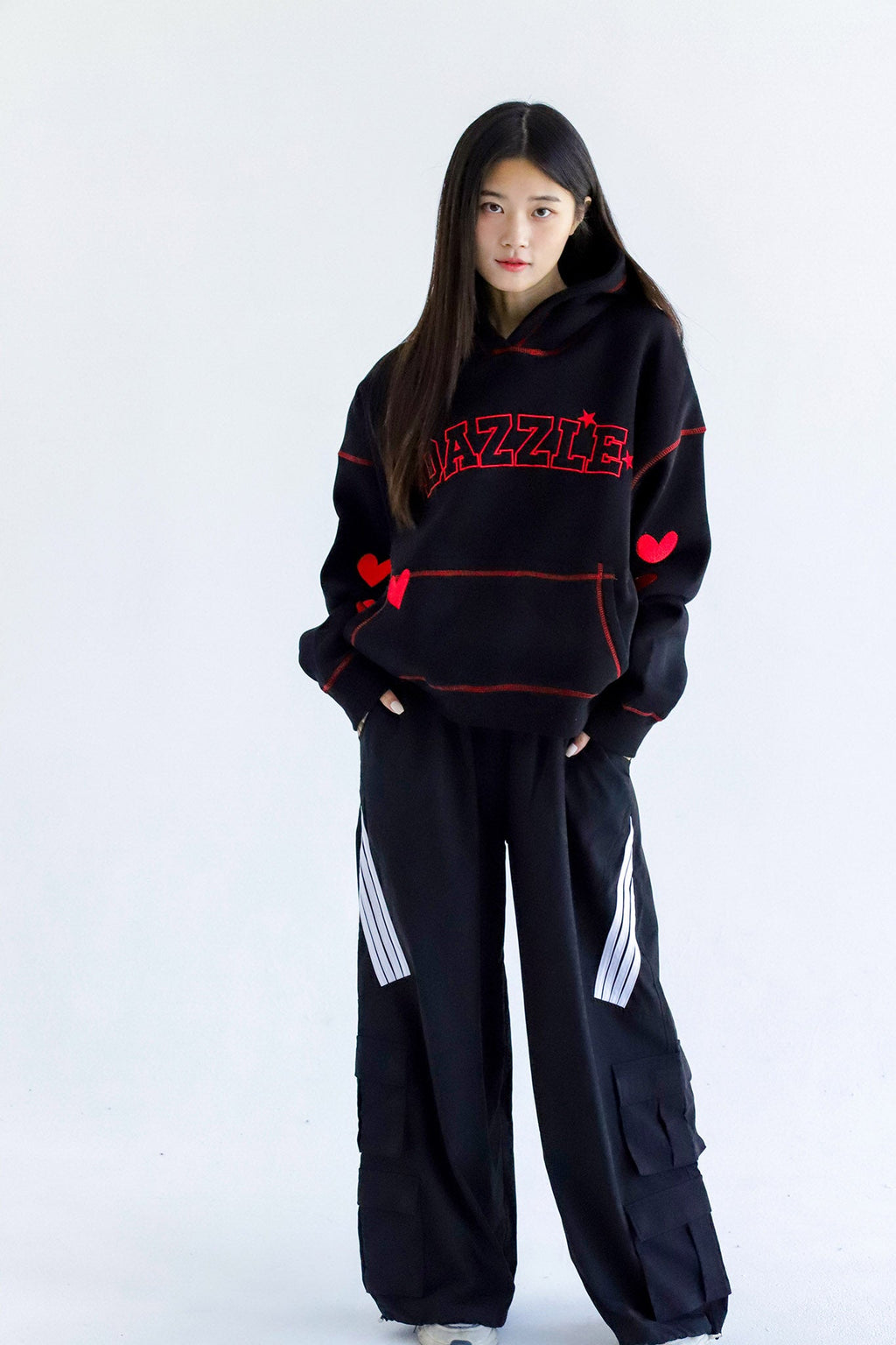 Dazzle Girl in Black (special Edition)Oversized Fleeced Cotton Hoodie Beepz
