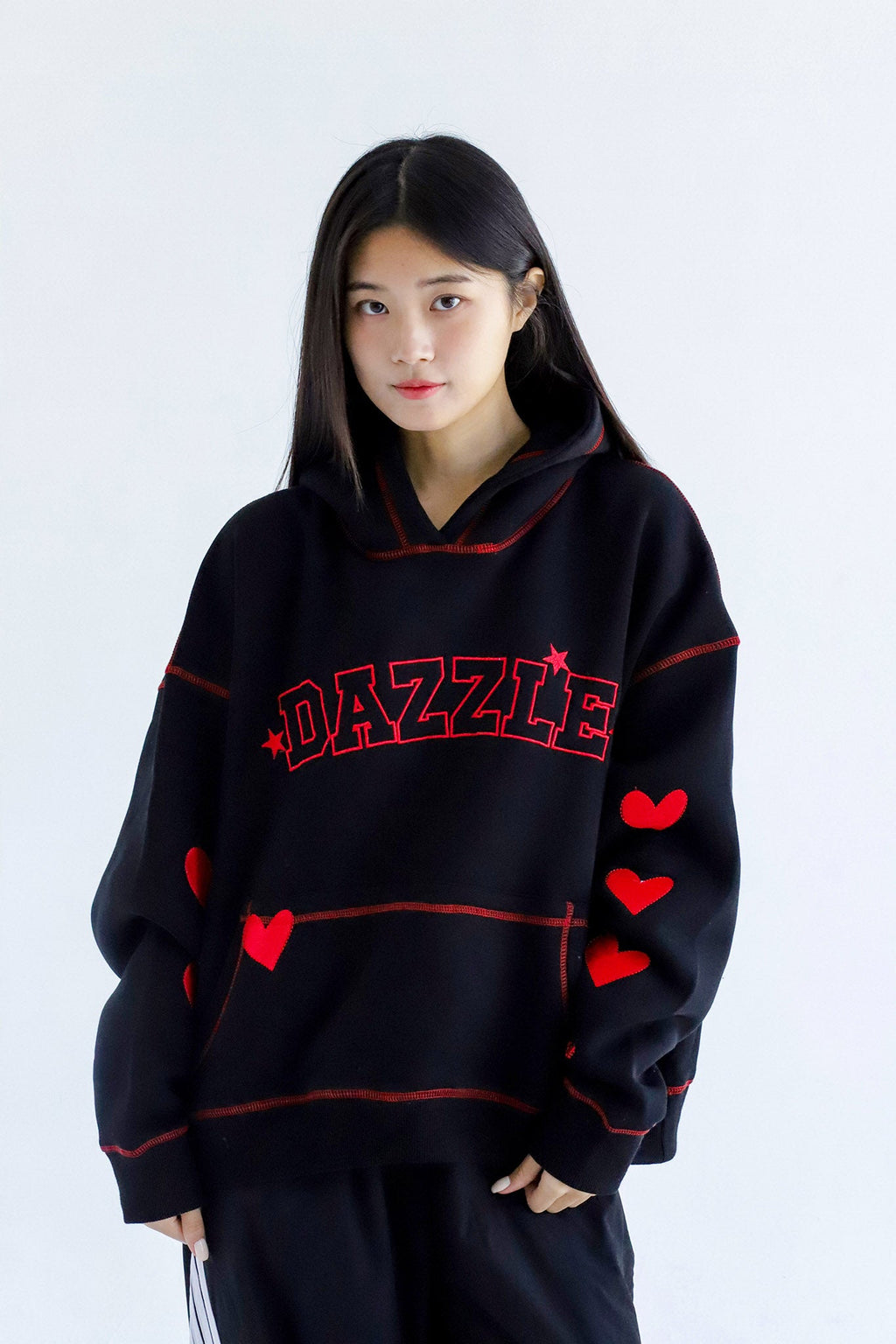 Dazzle Girl in Black (special Edition)Oversized Fleeced Cotton Hoodie Beepz