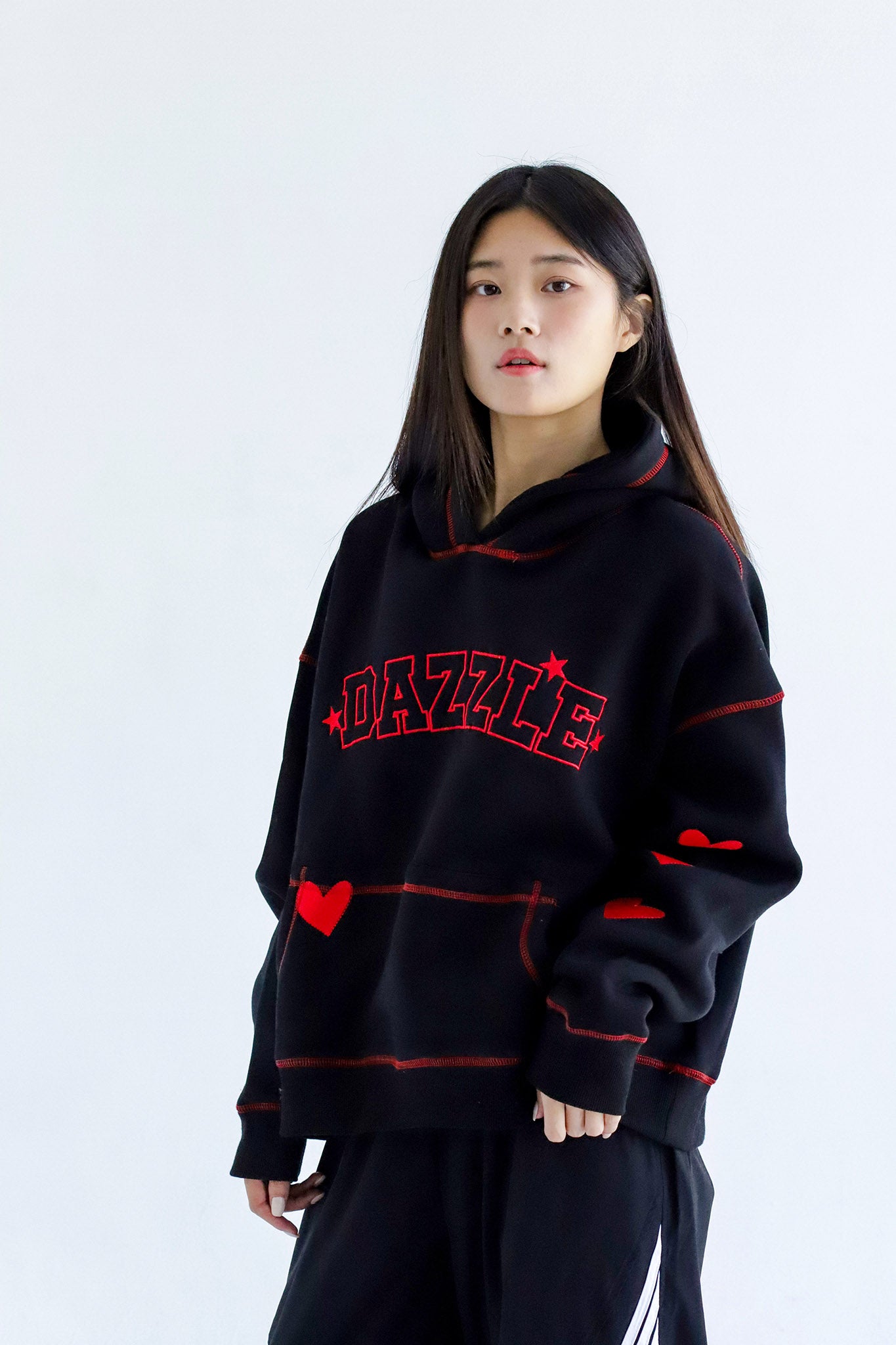 Dazzle Girl in Black (special Edition)Oversized Fleeced Cotton Hoodie