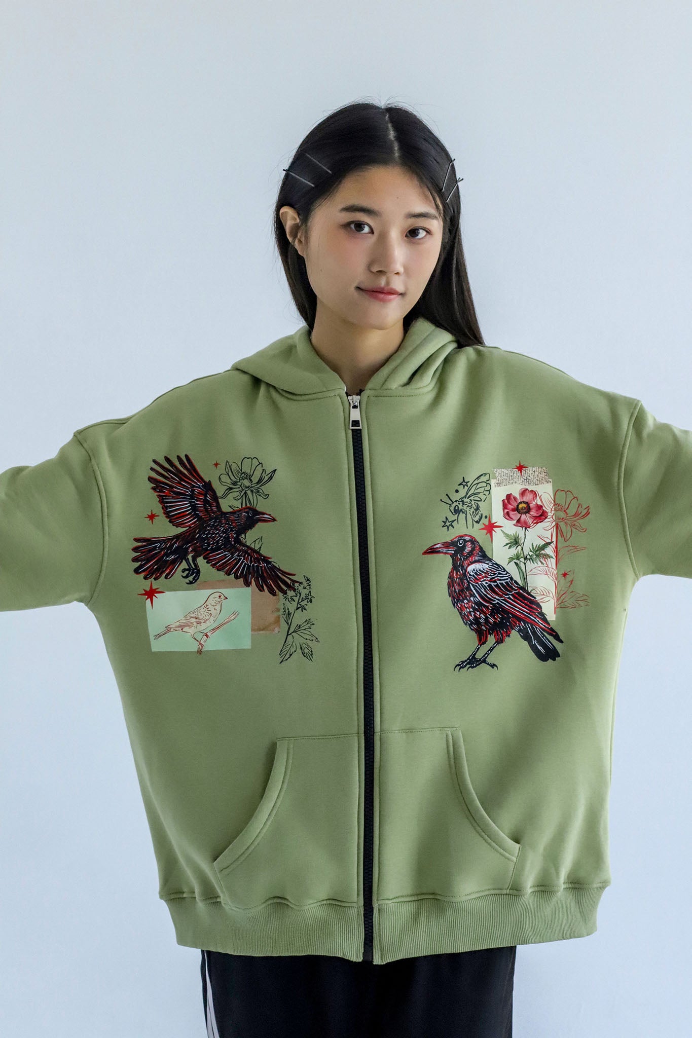 Yahyot-Oversized fleeced cotton sweatshirt