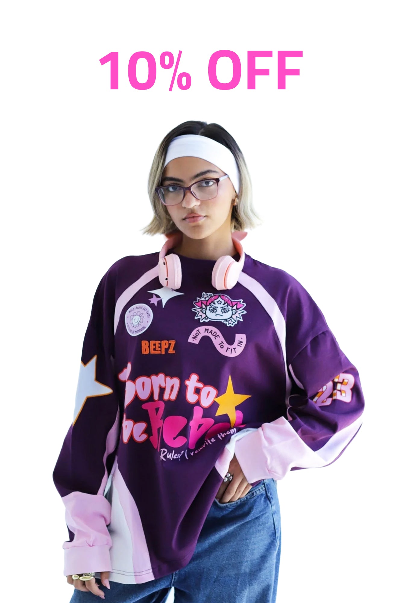 REBEL IN BURGUNDYxPINK-Long Sleeves Tee Beepz