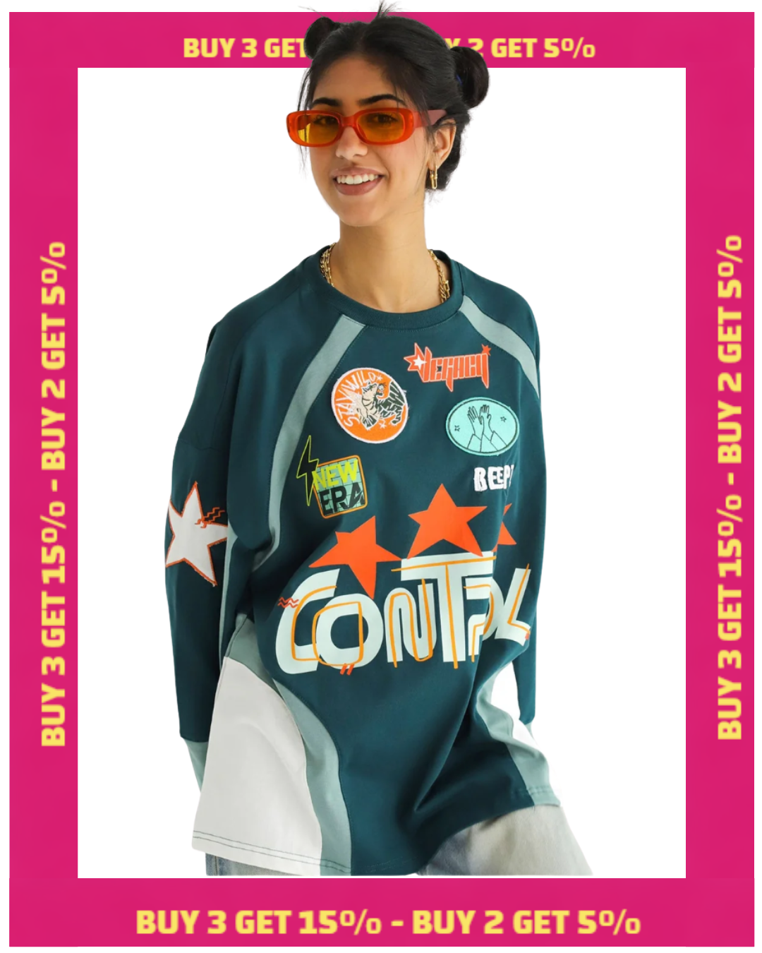 CONTROL IN DARK TEAL-Long Sleeves Tee Beepz