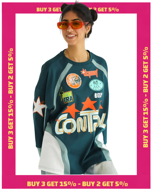 CONTROL IN DARK TEAL-Long Sleeves Tee Beepz