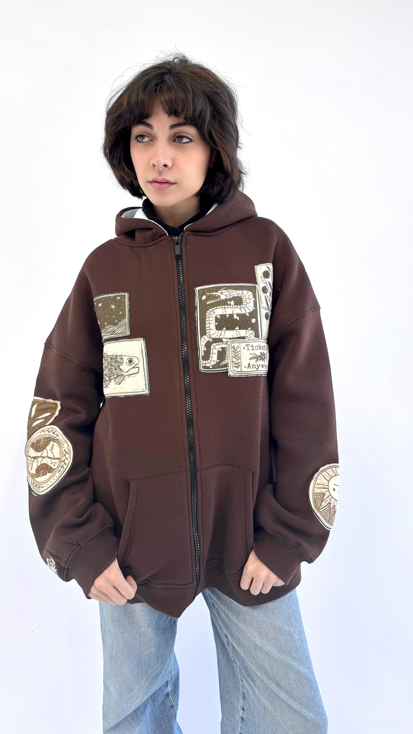 Palomino-Oversized fleeced cotton sweatshirt