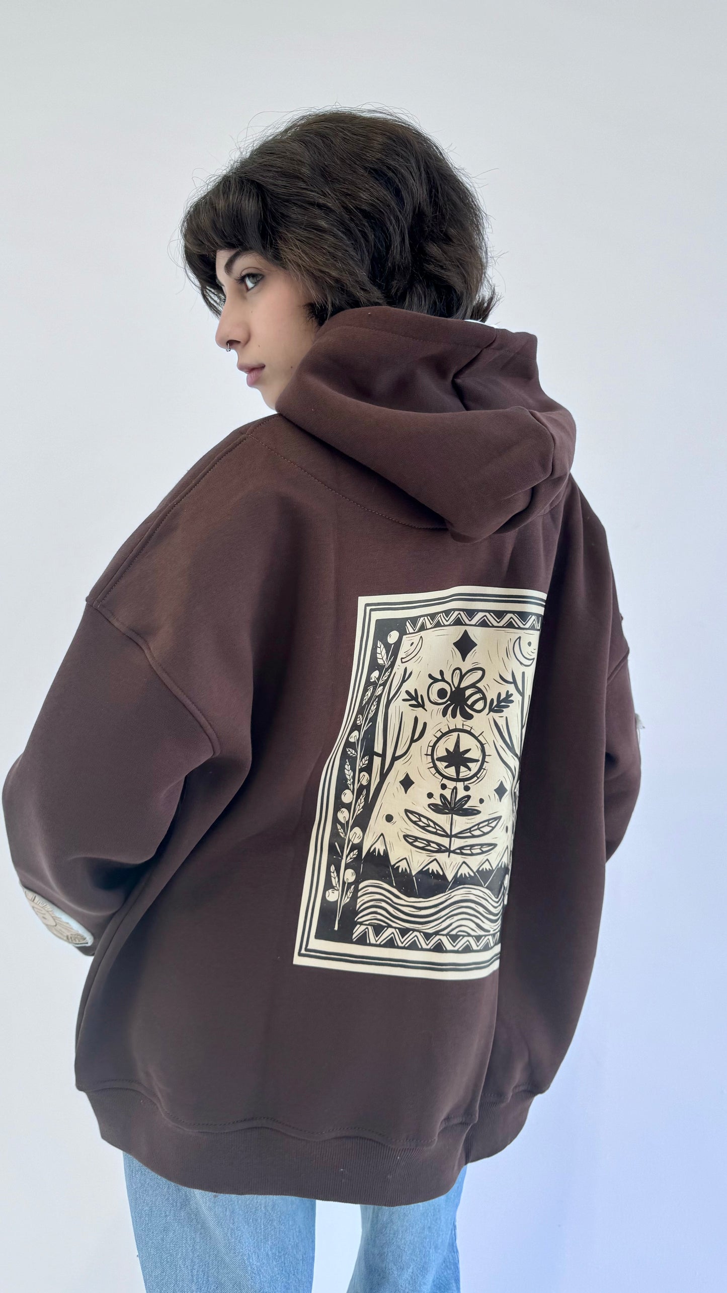 Palomino-Oversized fleeced cotton sweatshirt
