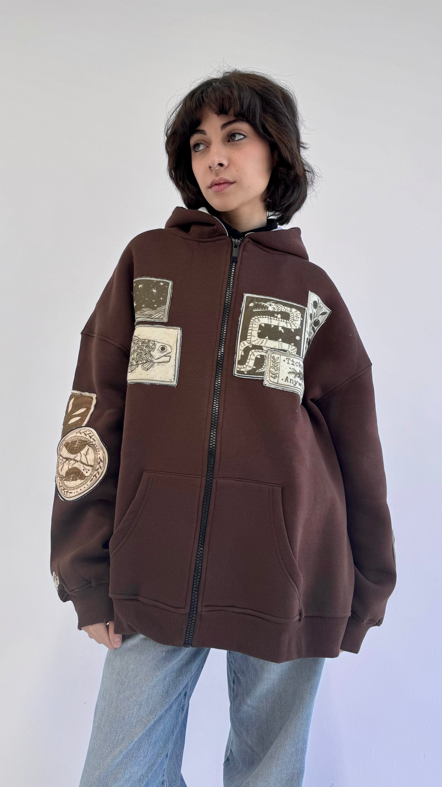 Palomino-Oversized fleeced cotton sweatshirt