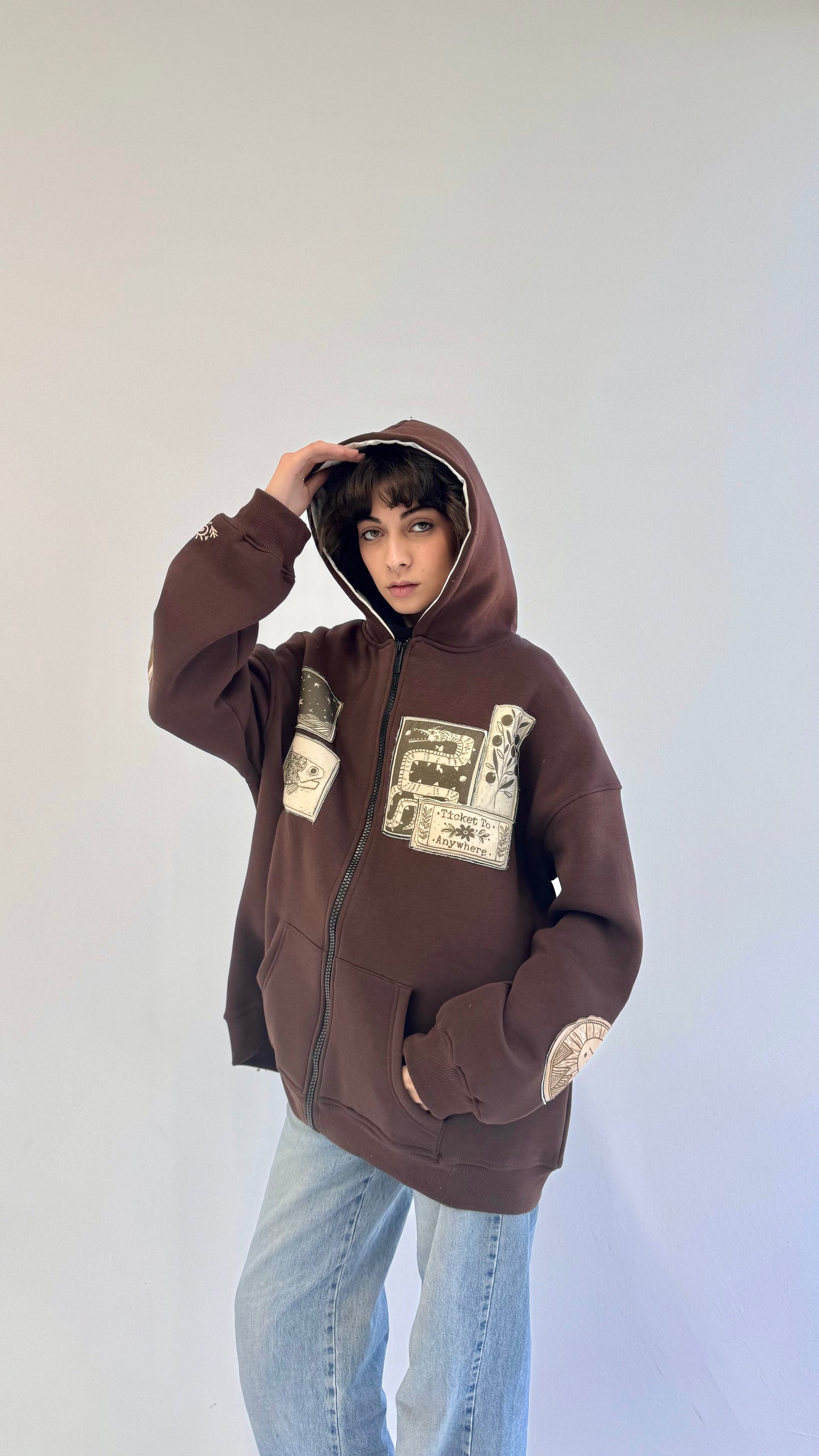 Palomino-Oversized fleeced cotton sweatshirt